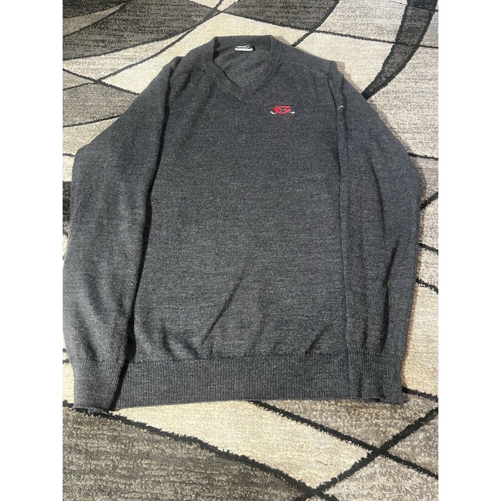 Vintage Nike Golf V Neck Pullover Merino Wool Sweater Men’s Size L Light Gray